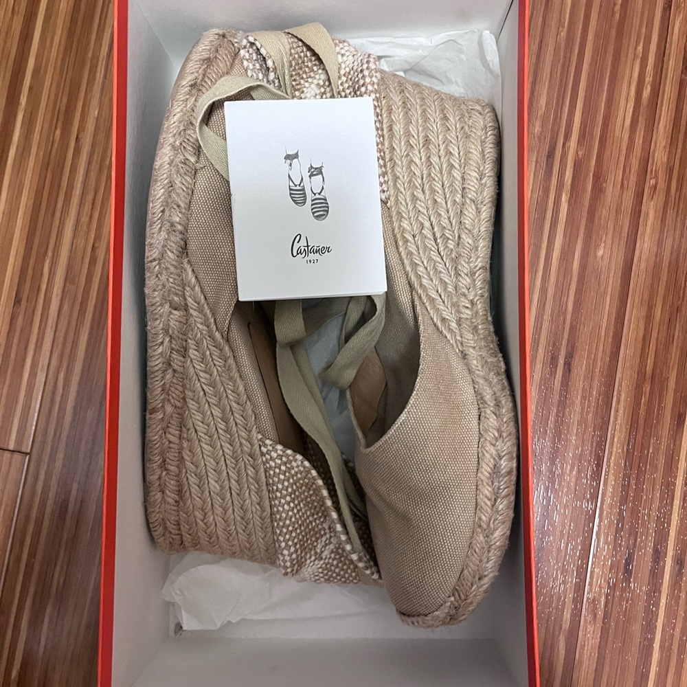 Castaner Tan Espadrille Shoes with Jute Wedge